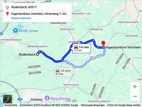 GTÜ Rodenbach Anfahrt